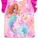 Disney Princess Girls' One Piece Bathing Suit Toddler to Big Kid | One-Piece Silhouette, Soft Stretchy Fabric, Pull-On Closure, Fully Lined