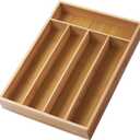 Bamboo Silverware Organizer Utensil Drawer Organizer,Bamboo Wood Silverware Tray for Kitchen Drawer,Cultery Caddy with DividersKitchen Organizer for Utensils & Flatware5-Compartment13.5"x 10"x 2"
