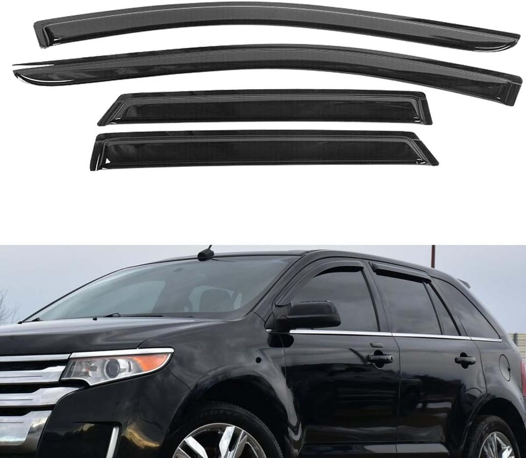 Wensdy 4pcs Outside-Mount Side Window Visor Wind Vent DeflectorDark Smoke Nice Sun Rain Guard Set fit for 2007-2014 Ford Edge,2007-2015 Lincoln MKX 94141