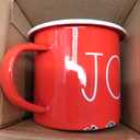 Sliner 8 Set Christmas Coffee Mugs with Spoon 12 Oz Holiday Coffee Enamel Mug Hot Cocoa Design Christmas Gift Mugs for Xmas Friends Coworker Office Home(Joy)