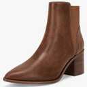 ZBY Womens Pointed Toe Ankle Boots Elastic Chunky Block Stacked Mid Heel Slip On Chelsea Booties 8.5