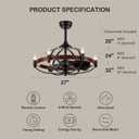 27-Inch Brown Walnut Farmhouse Style Chandelier Ceiling Fan with Light and Remote Control, Bladeless Motor for Bedroom, Kitchen, Living Room, Dining Room