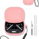 Case for Soundcore Liberty 4 Pro by Anker Noise Cancelling Wireless Earbuds,Soft Protective,Shockproof, BOVUGAC Silicone Case Cover with Keychain & Cleaning Kit & Lanyard-Pink