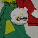 Clarisbelle Women's Halloween 6 Pcs Peter Pan Collar Outfits Cosplay Costume Green Dress with Red Cardigan  3XL