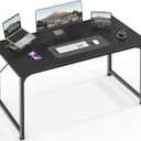 Huuger Modern Simple Office Desk, 40 Inch Gaming Desk with Storage, Black Metal Frame, Large Legroom