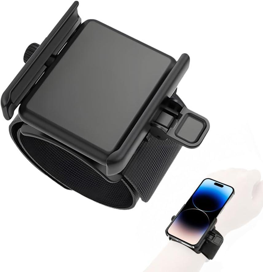 Wristband Phone Holder, No Screen Blocking, 360 Rotating Wrist Phone Mount, Memory Lock, Quick Release, for Android, iPhone 17/16/15/14/13 Pro Max/Pro/Mini/12/11/SE/Xs/XR/8 Plus, Fits 46.7" Phones