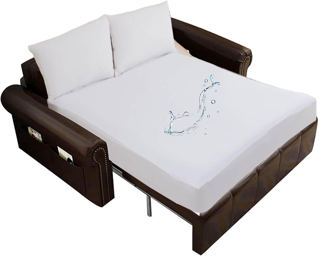 Waterproof Sleeper Sofa Queen Mattress Protector 60x72 for Pull Out Sofa Bed Fitted Sheet Style Mattress Cover Up to 8 inch Deep Pocket