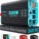3500W Pure Sine Wave Inverter 24V DC to 120V AC for RV, Truck, Home, Off-Grid, Solar Power Inverter with 3 AC Outlet, 30W Type-C, 5V/3.1A USB, Hardwire Port, 15FT Remote Control, Surge 7000W