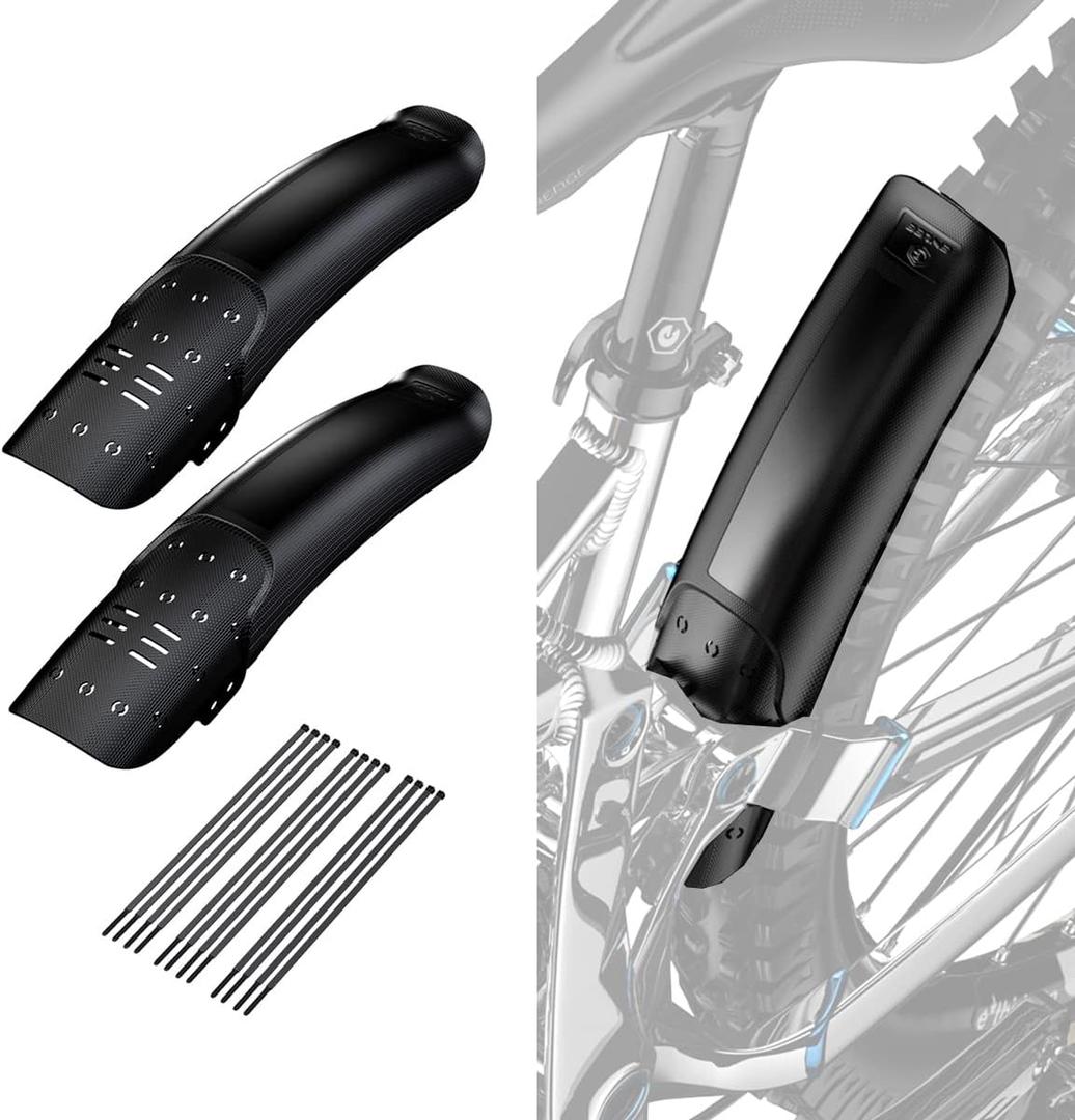 2 PCs Universal Mountain Bike Fender, MTB Bicycle Fenders Rear + Front Mountain Bike Mud Guard Set, 14.37" Length 3.15" Width