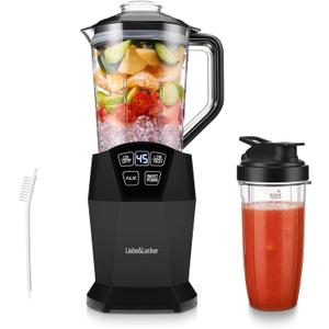 Personal Blender with 1200W-Peak-Watts, Smoothie Blender Smart technology for Frozen Drinks, Shakes, Smoothies & Sauces, with two 28-oz To-go Cups & Spout Lids, Black (1 * 28oz Cup+1 * 50oz Pitcher)