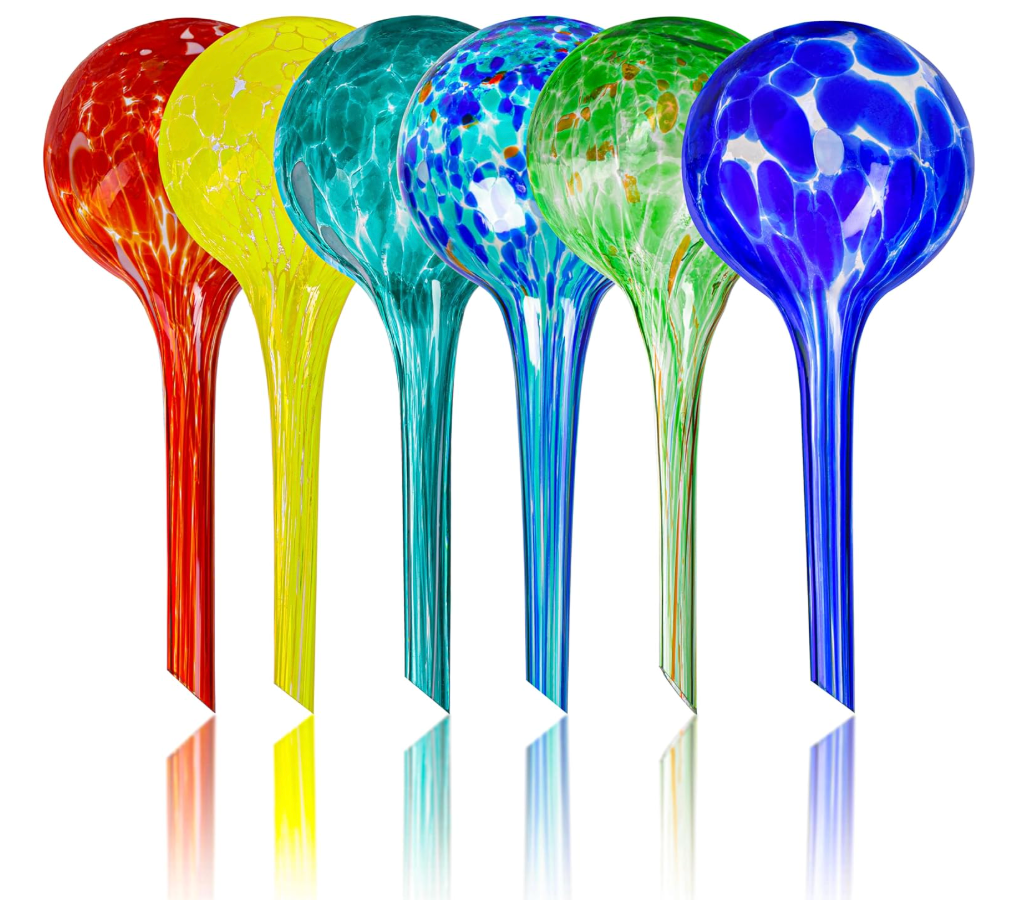 Plant Watering Globes Set of 6  Small Glass Self Watering Bulbs Up to 5 Days of Irrigation  for Indoor & Outdoor Plants  Multicolor, Automatic, Glass Watering Bulbs for Daily Use, Watering Devices