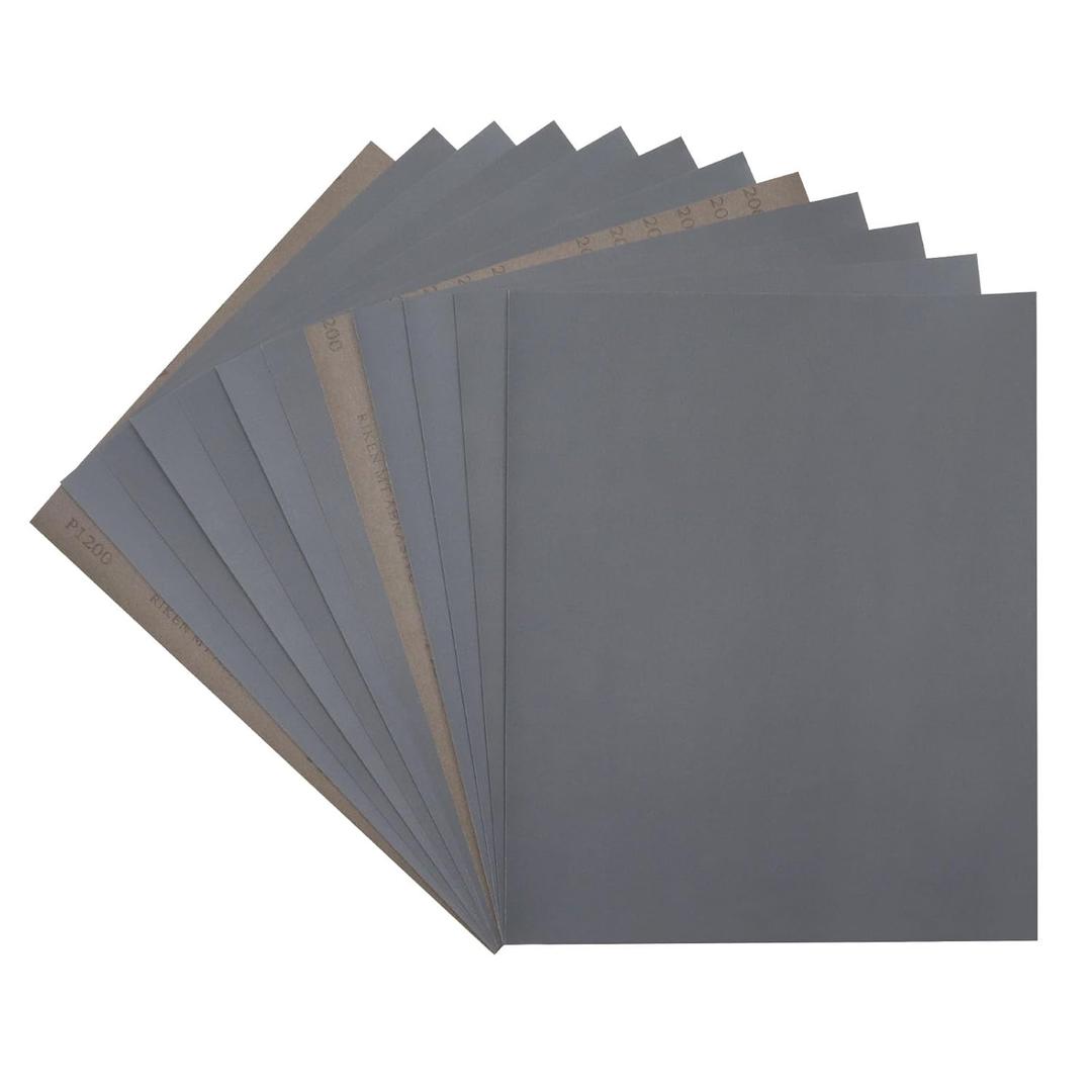 Sandpaper 1200 Grit, Wet Dry Sanding Sheets 9 x 11 Inch, Silicon Carbide Abrasive Sander Paper Advanced Sand Paper for Wood Furniture Finishing, Metal Sanding, Automotive Polishing, 12-Sheets