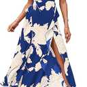 BTFBM Women Casual Sleeveless Summer Dresses 2025 Spring Crewneck Patchwork Boho Floral Ruffle Cocktail Party Midi Dress (Small, Pink Floral Navy)