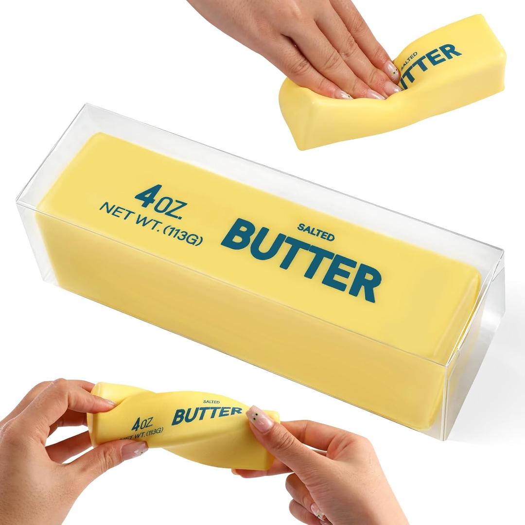 TOSEFES Butter Squishy – Slow Rising Butter Stick Squishy Toy, Soft Stress Relief Fidget Toy, Squishy Butter for Kids & Adults, Desk Toy & Gifts, 4 Pcs