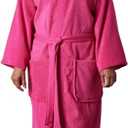 Lacoste Classic Pique Bath Robe, 100% Soft Cotton Terry, Unisex Bathrobe for Adult Women & Men, Luxury Robe for Spa, Super Absorbent & Quick Drying, One Size Fits Most, Magenta