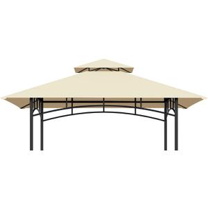 Grill Gazebo Replacement Top, 5 * 8 Outdoor BBQ Top Cover, Double Layer BBQ Gazebo Top Canopy for Model #L-GG001PST-F(Beige)