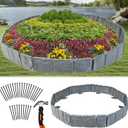 Garden Edging Border with Anchoring Spikes,Plastic Landscape Edging Border Imitation Stone Fence for DIY Outdoor Yard Landscaping (20pcs/16 FT, Gray)