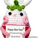 Emotional Support Crochet, Handmade Positive Crochet Bunny, Gifts Idea for Dad Mom Bestie Girlfriend Women Coworker Her Him-Graduation Easter Basket Stuffers