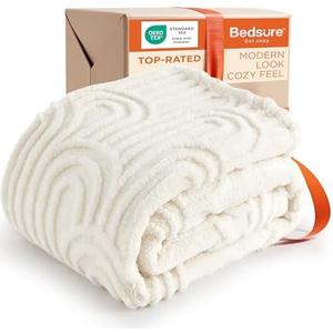 Bedsure GentleSoft Twin Blanket for Bed - Cozy Soft Blankets for Women, Cute Small Fleece Throws for Girls, Gift for Women Her Him, Off White,