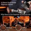 53MM Espresso Accessories - WDT Tool , Coffee Tamper set with 2-in-1 Design, 304 Stainless Steel Premium Coffee Accessories for Home Baristas & Beginners (Black)