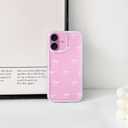 NITITOP Compatible with iPhone 16 Case Clear Cute Durable Bowknot Ribbon Pattern for Girls Women Transparent Soft TPU Full Camera Lens Shockproof Protective Phone Cover - Pink2