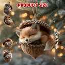 3 x 2026 New Forest Animal Acorn Christmas Ornaments, 2D Flat Cozy Forest Pine Cone Animal Decoration, Woodland Creature Hanging Acrylic Ornament for Home Decor 5PCS