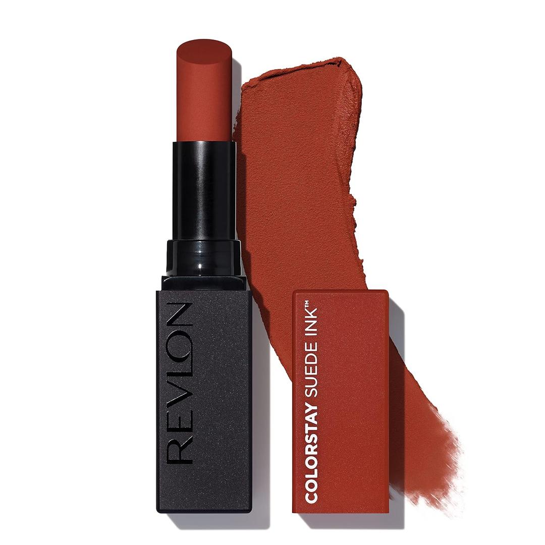 REVLON Lipstick, ColorStay Suede Ink, Built-in Primer, Infused with Vitamin E, Waterproof, Smudge-proof, Matte Color, 006 In The Money, 0.09 oz