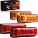 Nilight 4PCS 3.9 Inch 3 Led Truck Trailer Light Front Rear LED Side Marker Lights Clearance Indicator Lamp Waterproof Sealed Surface Mounted LED Marker Light (Amber/Red 4PCS -Universal)