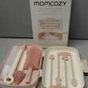 Momcozy Baby Bottle Brush Set, Cleaner Kit with Silicone Nipple Straw Brush, Soap Dispenser, Drying Rack - 7 in 1 Bottle Cleaning Tool for Home and Travel, Pink (Classic Style)