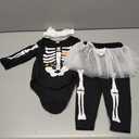 Newborn Baby Girls Skeleton Costume Outfit Funny Halloween Skull Tulle Skirt Romper Pants Set, Black, 18-24 Monts