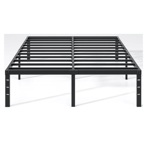 Metal Bed Frame, Queen Size Bed Frame with Storage Space, Heavy Duty Sturdy Mattress Foundation, Easy Assembly, No Box Spring Needed, Black,14 Inch, Queen