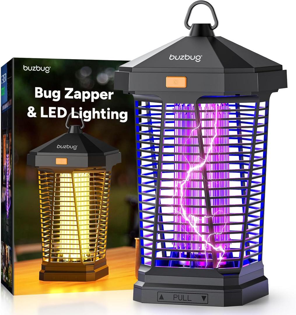 Buzbug LED Bug Zapper Outdoor Indoor, LED Bulbs Up to 50,000 Hours, 6.5 Foot Power Cord, 3800V High-Voltage, Fireproof Shell, Mosquito Zapper, Fly Trap Mosquito Trap, Fly Killer Fly Zapper -MA20