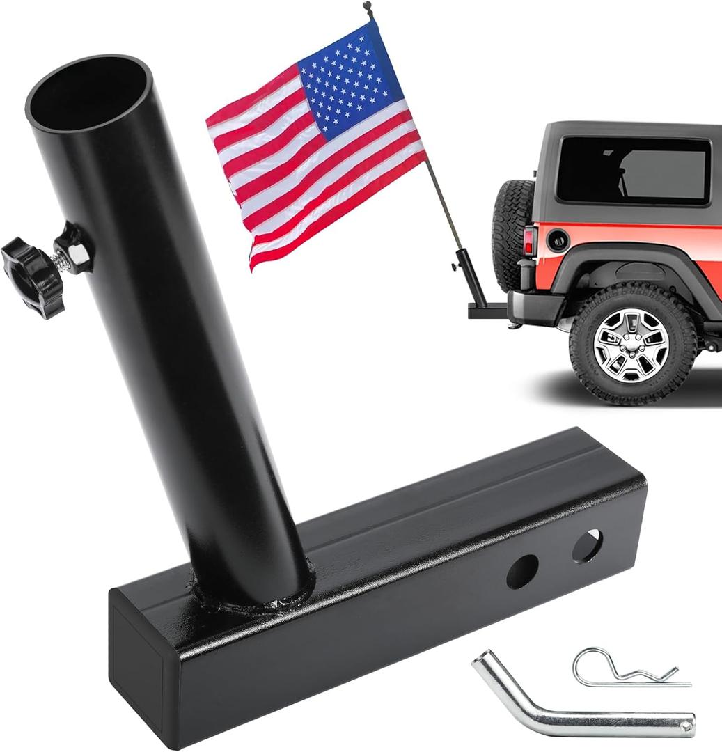 Hitch Flag Pole Holder, Flagpole Hitch Mount Universal, Angled Flag Pole Holder, Fit for 2 inch Hitch Receiver, Compatible with Trailer Truck Jeep RV Pickup
