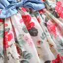 Csbks Girls Summer Sleeveless Floral Denim Dress Toddler Bow Casual Sundress (White, 160)