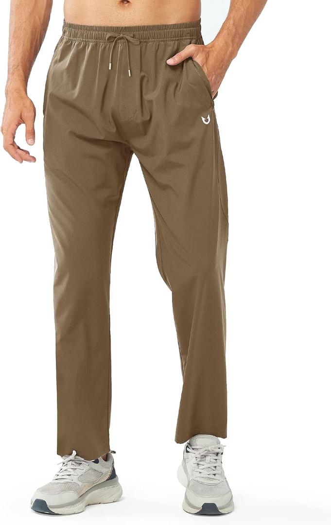 NORTHYARD Men's Joggers Athletic Workout Track Pants Running Gym Training Sweatpants with Zipper Pockets Open Hem (XX-Large, Darkkhaki)