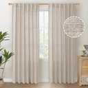 YoungsTex Natural Linen Curtains 80 Inch Length for Living Room, Light Filtering Burlap Textured Rod Pocket Window Drapes Back Tab for Bedroom Office Rustic, 2 Panels,  52"W x 80"L (Pack of 2), Natural