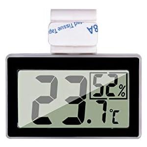 Digital Reptile Thermometer Hygrometer with Hook & Adhesive, LCD Display Temperature Humidity Gauge for Reptile Tanks, Terrariums, Bearded Dragon, Hermit Crab Accessories (-10℃~+50℃/20%-90% RH)