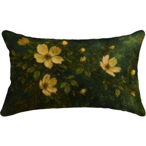 Vintage Magnolia Floral Pillow Covers 12x20, Magnolia Home Decor, Rustic Dark Cottagecore Botanical Floral Decorative Throw Pillow Covers for Home Living Room Bedroom Sofa Couch