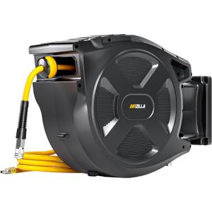 Retractable Air Hose Reel, 3/8" x 100Ft Flex Hybrid Air Hose Max 300PSI Kink-resistant Air Compressor Hose Reel Auto Rewind with 6Ft Lead in, Quick Connect, 180 Swivel Mounting Kit.