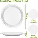 Small Paper Plates 7 Inch 500 Pack, Heavy Duty Eco Friendly Disposable Plates, Compostable Dessert Plates Bulk for Party, Appetizer, Cake, White