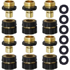 Twinkle Star 3/4 Inch Garden Hose Fitting Quick Connector Male and Female Set (6 Sets)