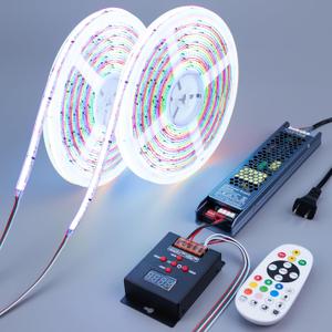 BENLUN 24V WS2811 RGB+IC COB LED Strip Lights 65.6ft (2 Rolls of 32.8ft), Chasing LED Light Strip with 338 Remote Controller Models and Power Supply for Bedroom, Living Room, Gaming, Parties