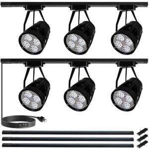 L-Type Extra Large Size High Brightness Track Lighting Complete Kit, 6-Lights 35W LED Track Lighting with 9.8FT Track, 4000K Natural Light Adjustable Angled, for Commercial Lighting