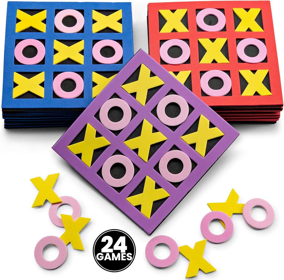 Tic Tac Toe Game (Pack of 24) 5"x5" Foam Tic-Tac-Toe Mini Board Game - Bulk Toys for Kids, Birthday Party Favors, Birthday Goody Bag Stuffers, Classroom Prizes & Occupational Therapy