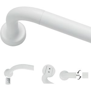 Matte White Curtain Rods for Windows 28 to 48",1 Inch Disc Wrap Around Curtain Rod with Aluminum Finials and Brackets,No Screw Disassembly Adjustable Blackout Curved Room Darkening Curtain Rod