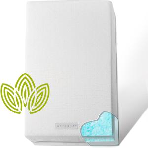 Organic Cotton Dual-Sided Crib Mattress | 2-Stage Premium Memory Foam CertiPUR-US Hypoallergenic Baby Mattress, Firm Support for Infant, Cooling Gel for Toddler, Waterproof Washable Cover, 52x27.5x5.5 (Stone White)