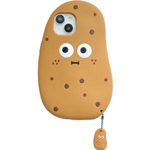 Potato Case Compatible with iPhone 16,Kawaii 3D Silicone Cartoon Potato with Keychain Fun Cute Soft Rubber Shockproof Protector Women Girls