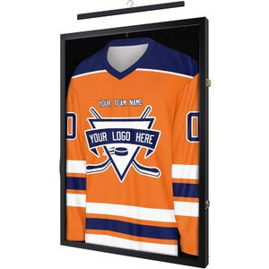 26x37 XL Large Jersey Frame Display Case for Wall Display, Lockable Shadow Box Frame with Grade A Natural Pine Wood HD Acrylic Front for Hockey Soccer Basketball Football Uniform Shirts, Black