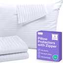 Set of 2 Pillow Protectors with Zipper Queen Size - 100% Resistant to Stains, Dust & Dirt - Washable Covers for Increased Pillow Lifespan