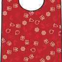 2 x Pafusen Stocking Stuffers for Adults Men Women, Adult Bibs for Men Women, Reusable Adult Bibs for Eating with Optional Crumb Catcher, Waterproof Washable Dining Clothing Protector (Red)